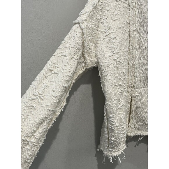 Free People Jacket Womens XS White Fringe‎ Knit Boho Zip Favorite Crush Cardigan - Picture 7 of 9
